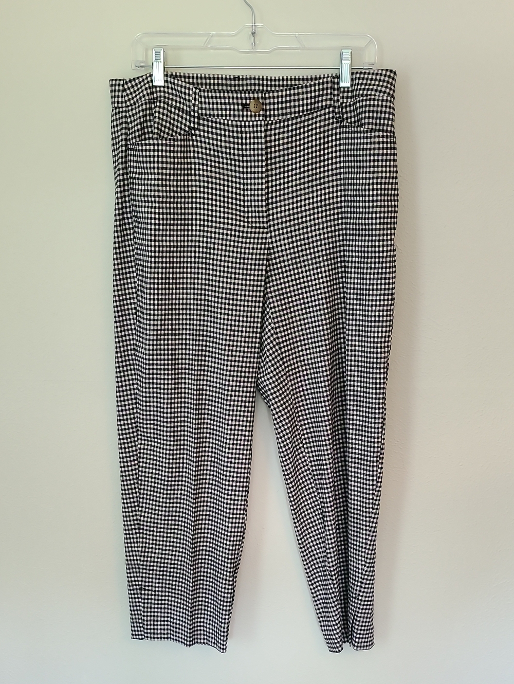 J. Jill Black and White Gingham Linen Stretch Pants